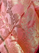 Peach Banarasi Silk Dupatta Weaved Dupatta with slight tint of Pink  | Light Weight Dupatta| Benarasi Dupatta | Gift For Her | Kaash - Kaash Collection