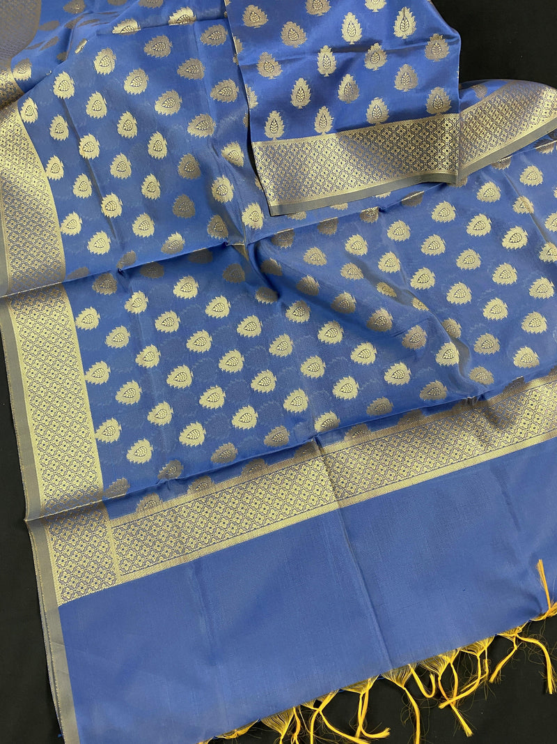 Dull Blue Banarasi Silk Designer Weaved Dupatta | Light Weight Dupatta | Benarasi Dupatta | Gift For Her | Kaash Collection - Kaash Collection