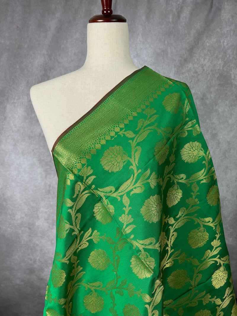 Green Color Silk Soft Silk Light Weight Dupatta | Indian Dupatta | Silk Dupatta | Stole | Scarf | Gift For Her| Kaash Collection - Kaash Collection