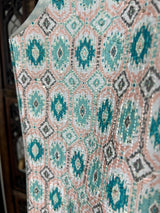Ikkat Print Designer Multi-Color Soft Silk Jacket with Sequence Work in Teal Green | Jacket for Kurta | Groomsmen Wedding Jacket for Kurta - Kaash Collection