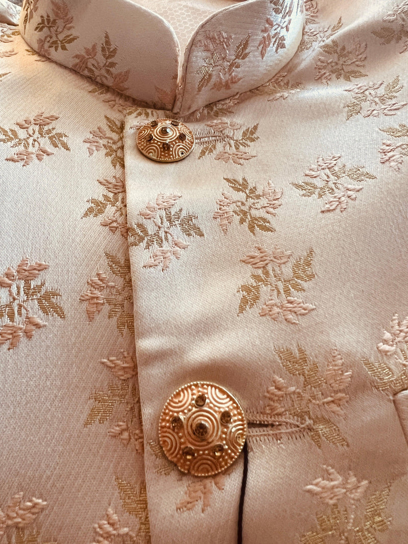 Designer Peach Color Floral Modi Jacket For Men with Embroidery and Weave Work | Jacket for Kurta | Gift For Him | Wedding Jackets for Kurta - Kaash Collection