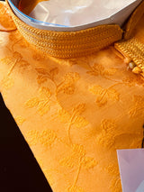 Orange Raw Silk Indian Men Kurta Pajama 2pcs Set - Kaash Collection
