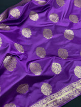 Purple Color Silk Dupatta with Muted Gold Zari Weaving | Indian Full Size Dupatta | Chunri | Gift For Her | Kaash Collection - Kaash Collection