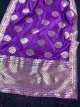 Purple Color Silk Dupatta with Muted Gold Zari Weaving | Indian Full Size Dupatta | Chunri | Gift For Her | Kaash Collection - Kaash Collection