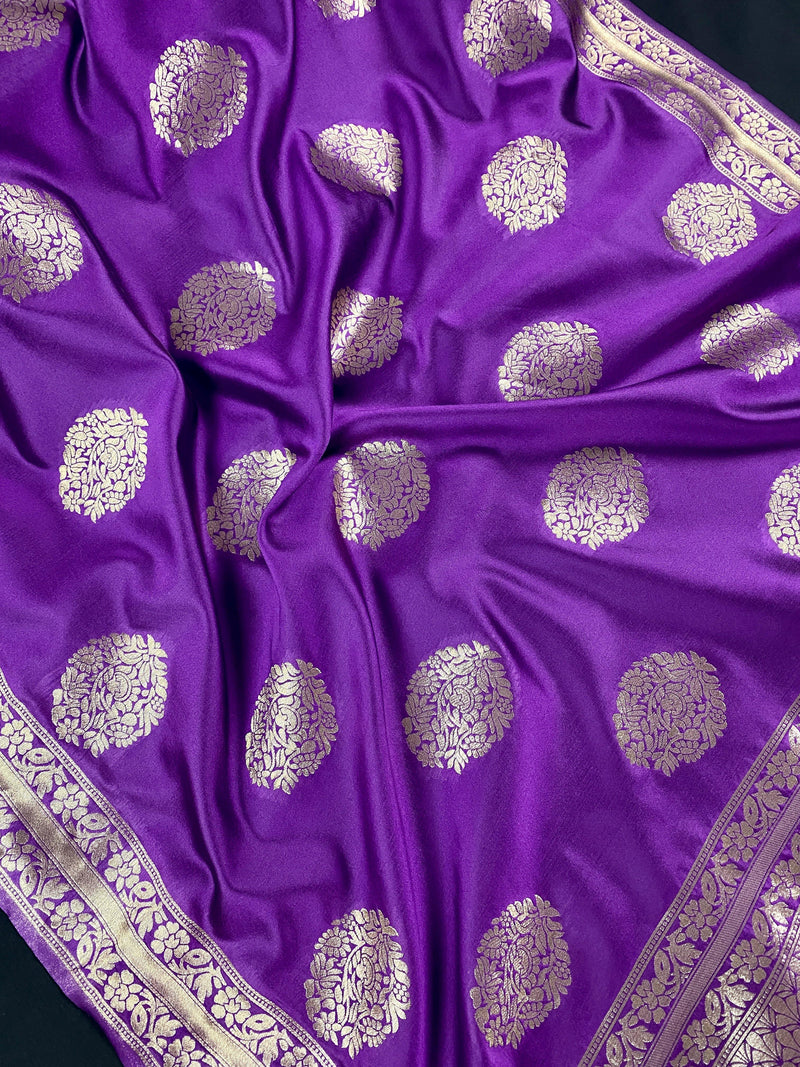 Purple Color Silk Dupatta with Muted Gold Zari Weaving | Indian Full Size Dupatta | Chunri | Gift For Her | Kaash Collection - Kaash Collection