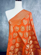 Peach Banarasi Silk Designer Dupatta with big Buttas | Light Weight Dupatta  | Stole | Benarasi Dupatta | Gift For Her | Kaash Collection - Kaash Collection