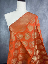 Peach Banarasi Silk Designer Dupatta with big Buttas | Light Weight Dupatta  | Stole | Benarasi Dupatta | Gift For Her | Kaash Collection - Kaash Collection