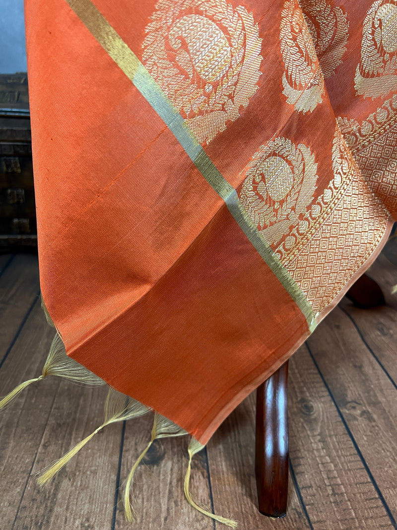 Peach Banarasi Silk Designer Dupatta with big Buttas | Light Weight Dupatta  | Stole | Benarasi Dupatta | Gift For Her | Kaash Collection - Kaash Collection