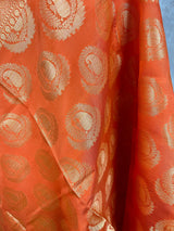 Peach Banarasi Silk Designer Dupatta with big Buttas | Light Weight Dupatta  | Stole | Benarasi Dupatta | Gift For Her | Kaash Collection - Kaash Collection