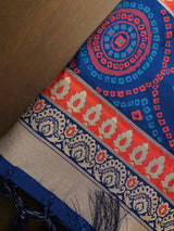 Blue Bandhani Bandhej Zari Weaved Dupatta - Kaash Collection
