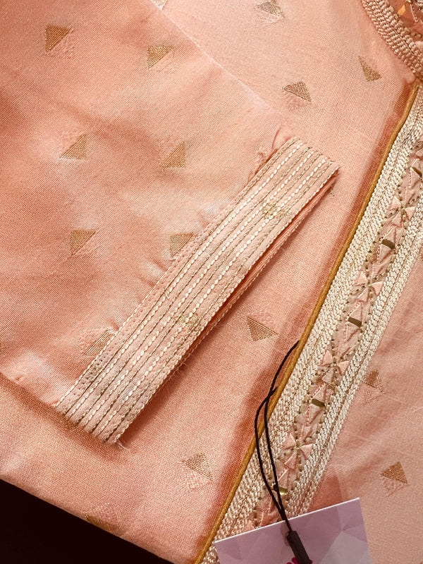 Readymade Pink Color Men Kurta Pajama Set with designer pattern in Raw Silk with lining | Festival and Wedding Mens Wear | Kaash Kurta - Kaash Collection