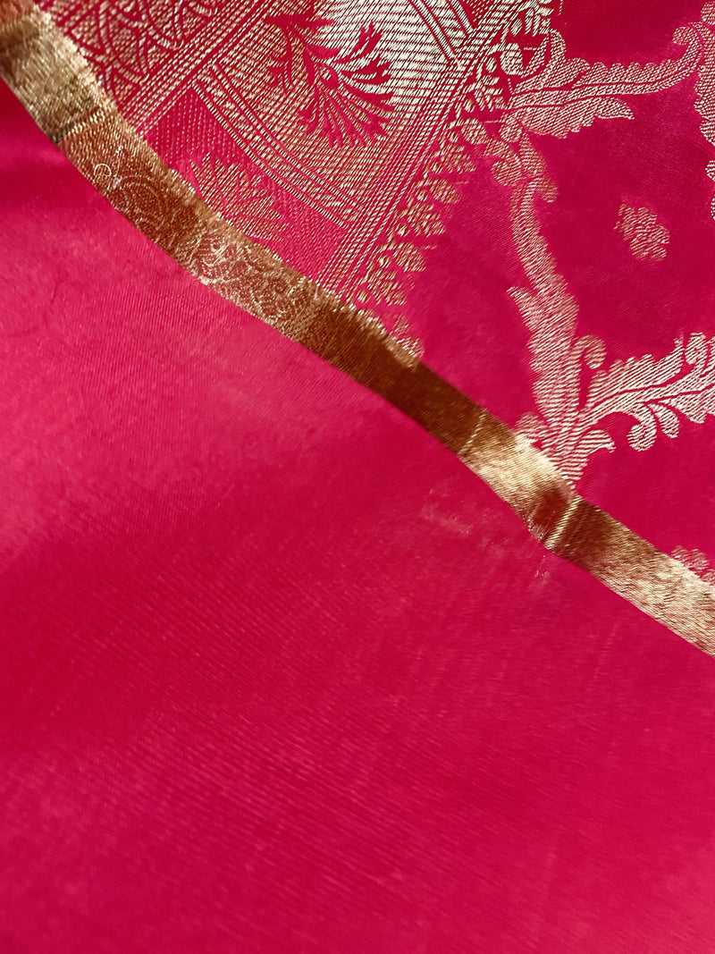 Hot Pink Banarasi Silk Designer Dupatta | Light Weight Dupatta | Benarasi Dupatta | Gift For Her | Kaash Collection - Kaash Collection
