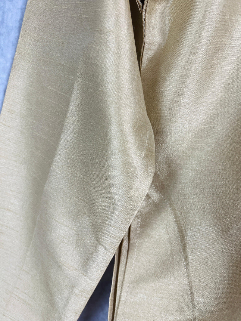 Light Gold Color Raw Silk Indian Men Short Kurta - Kaash Collection