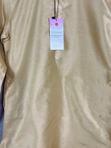 Light Gold Color Raw Silk Indian Men Short Kurta - Kaash Collection