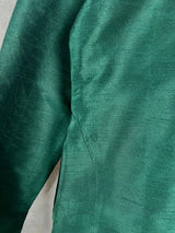 Bottle Green Color Raw Silk Indian Men Short Kurta - Kaash Collection