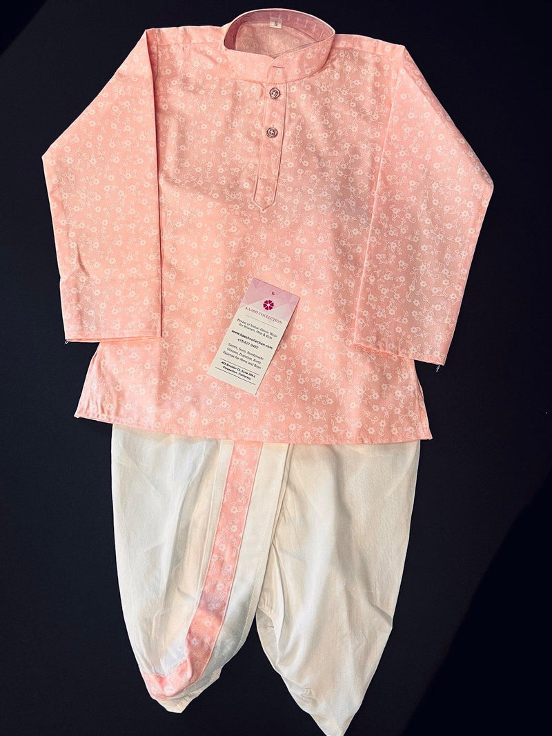 Pink Color Dhoti Sets for Infants and Boys | Cotton Kurtas for Boys | Dhoti Sets for Infants | Dhoti Sets for Boys | Kaash Kids - Kaash Collection