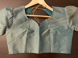 Readymade Princess Cut Green Banarasi Silk Woven Blouse - Kaash Collection