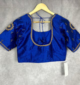 Royal Blue Raw Silk Ready to Wear Blouse | Handwork Blouses | Padded Blouse | Size - 36 | Readymade Saree Blouses | Kaash Blouses - Kaash Collection