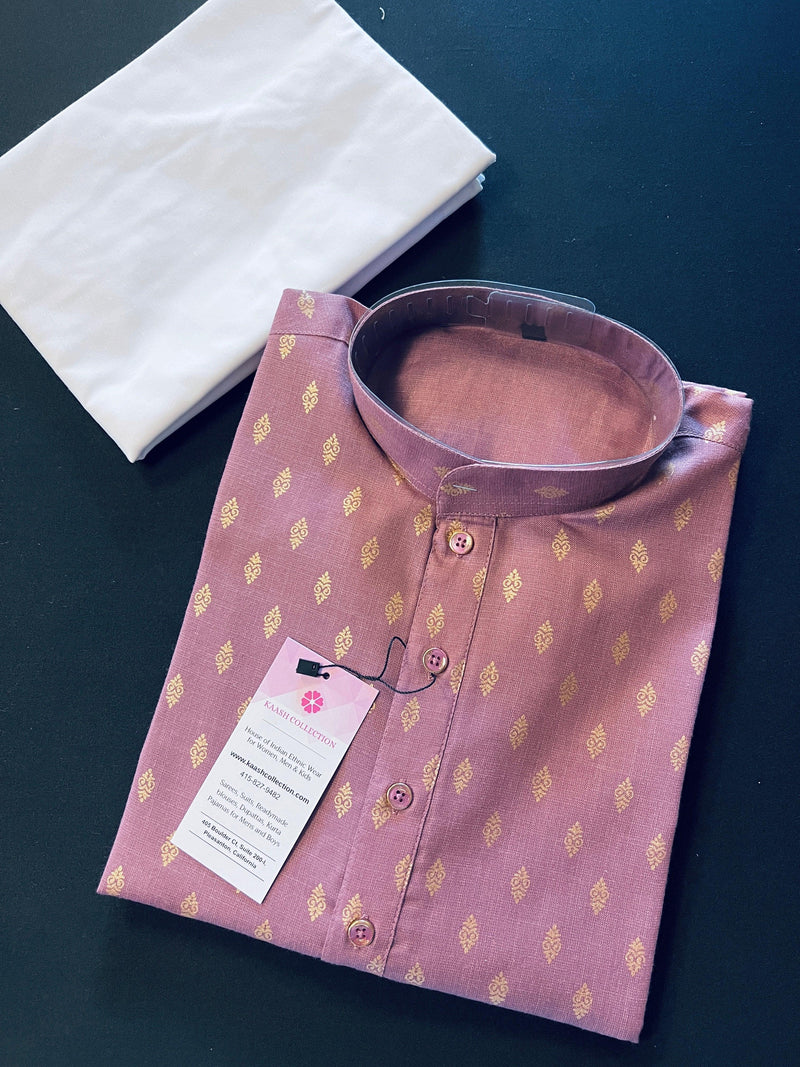 Lavender Color Premium Pure Cotton Kurta Pajama Set for Men with small Self design Buttis | Cotton Men Kurtas | Soft Kurtas | Kaash Kurtas - Kaash Collection