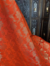 Orange Banarasi Silk Designer Dupatta with Jaal | Light Weight Dupatta | Stole | Scarf | Benarasi Dupatta | Gift For Her | Kaash Collection - Kaash Collection