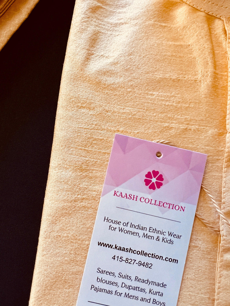 Gold Raw Silk Kurta with White Cotton Pajama | Mens Ethnic Wear |  Indian Men Clothing USA | Simple Kurtas | Kaash Collection - Kaash Collection