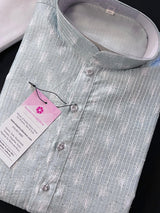 Allover Sequence Grey Kurta Pajama Set for Men in Soft Silk | Men Ethnic Wear | Sequence Kurta Pajama | Grey Kurta Pajama | Kaash Collection - Kaash Collection