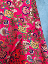 Rani Pink Paithani Style Floral Semi Banarasi Silk Dupatta | Grand Borders | Floral Dupatta | Benarasi Dupatta | Gift For Her - Kaash Collection
