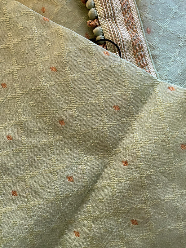 Light Green Raw Silk Men Kurta Pajama with Self Design material with small Zari Weave butti | Mens Ethnic Wear | Kaash Collection - Kaash Collection