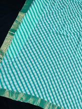 Sea Green Color Lehariya Saree with Foil Work and Lace Borders in Georgette Material | Light Weight Saree | Kaash - Kaash Collection