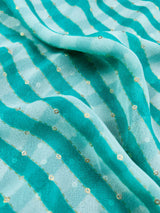 Sea Green Color Lehariya Saree with Foil Work and Lace Borders in Georgette Material | Light Weight Saree | Kaash - Kaash Collection