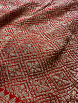 Red Color Pure Khaddi Georgette Banarasi Silk Saree in Red Color with Antique Zari Weave  | SILK MARK CERTIFIED | Kaash Collection - Kaash Collection