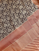 Black Saree with Red Border & Pallu | Banarasi Silk Saree | Zari Weaving - Kaash Collection