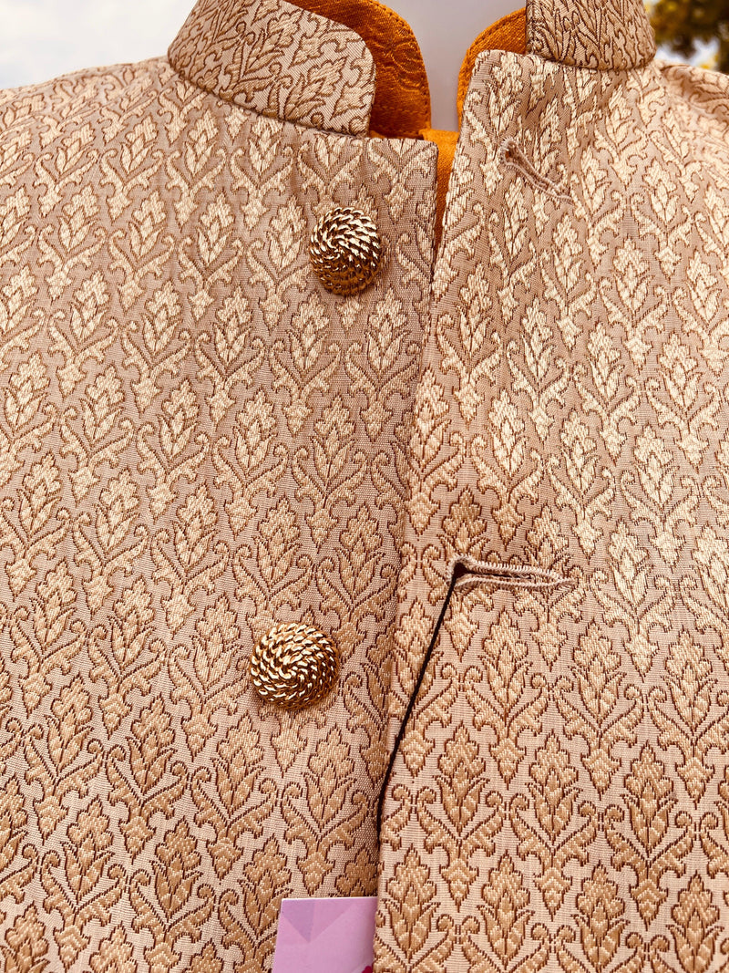 Gold Color Modi Nehru Jacket For Men | Gold color Mens Jacket | Jacket for Kurta | Gift For Him | Wedding Kurta Jackets | Kaash Collection - Kaash Collection