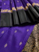 Statement Designer Purple with Black color Border and Pallu Saree | Banarasi Silk Saree | Gift for Her | Kaash Collection - Kaash Collection