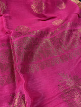 Pink Color Semi Linen blend with Cotton Silk Handloom Saree with Antique Zari Work | Linen Saree | Gift for Her | Kaash Collection - Kaash Collection