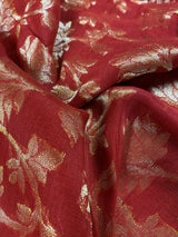 Red Color Linen Jamdani Handloom Saree with Floral Jaal | Linen Saree | Jamdani | Handloom Sarees | Gift for Her | Kaash Collection - Kaash Collection