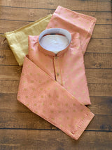Mauve Pink designer Men Kurta Pajama Set with Weave Work | Soft Silk Men Ethnic Wear| Designer Mens Wear | Kaash Collection - Kaash Collection