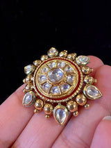 Antique Gold Finish High Quality Studs in Polki Stones - Kaash