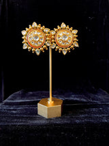 Antique Gold Finish High Quality Studs in Polki Stones - Kaash