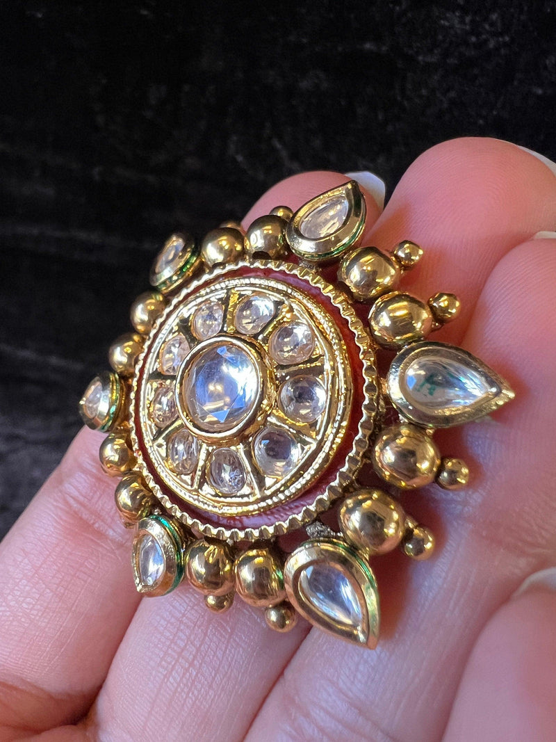 Antique Gold Finish High Quality Studs in Polki Stones | Stud Earring for Women | Indian Jewelry | Polki Earrings | Gift For Her - Kaash