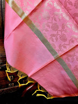 Baby Pink Soft Silk Floral dupatta in soft silk (non-pure) with floral jaal soft silk — Kaash Collection