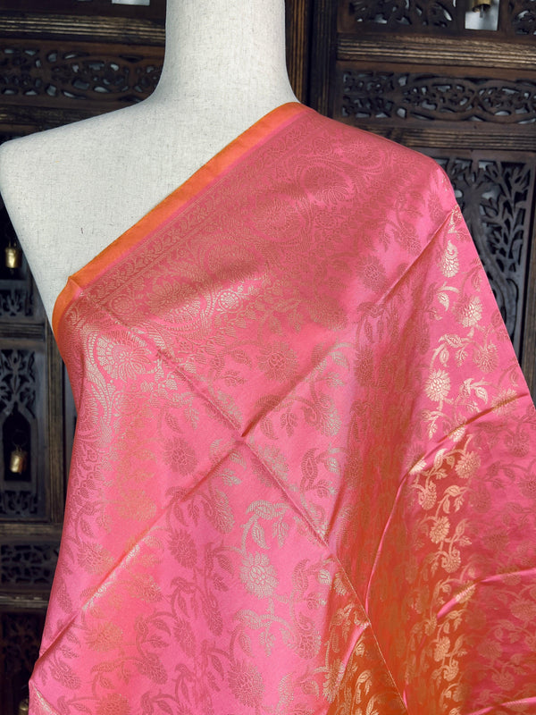 Baby Pink Floral Jaal Soft Silk Dupatta | Light Weight | Indian Dupatta | Stole | Scarf | Gift For Her | Dupattas for Gift | Indian Gifts - Kaash