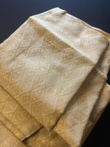 Beige Gold Silk Men Kurta Pajama with Weave Work - Kaash