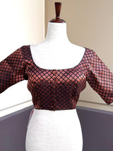 Black and Copper Color Readmade Brocade Blouse Padded Blouse - Kaash