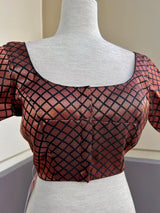 Black and Copper Color Readmade Brocade Blouse Padded Blouse | Size 36 | Readymade Saree Blouses | Black Color Blouse | Copper Zari Blouse - Kaash