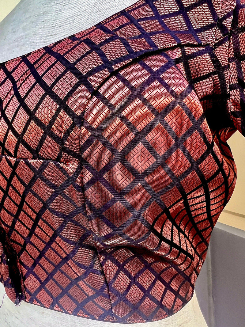 Black and Copper Color Readmade Brocade Blouse Padded Blouse | Size 36 | Readymade Saree Blouses | Black Color Blouse | Copper Zari Blouse - Kaash
