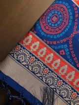 Blue Bandhani Bandhej Silk dupatta in silk with bandhani print with zari weaving — Kaash Collection