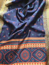 Blue Bandhani Bandhej Silk dupatta in silk with bandhani print with zari weaving — Kaash Collection