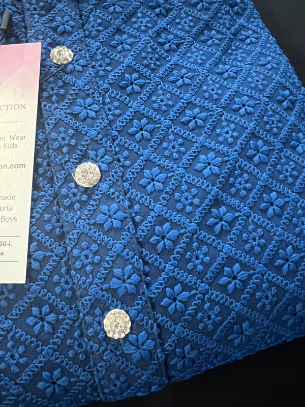 Blue Color Chikankari Lucknowi Georgette Men Kurta Pajama Set with Lining | Chikhenkari Kurtas | Mens Ethnic Wear | Kaash Kurtas - Kaash