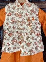 Boys 3pcs Kurta Pajama with Jacket in Floral Pattern | Kids Wear | Boys Ethnic Wear | Boys Kurta Pajama | Kaash Collection - Kaash